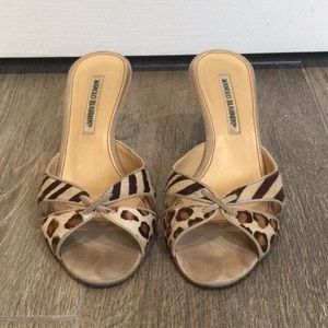 Manolo Blahnik Animal Print Sandals